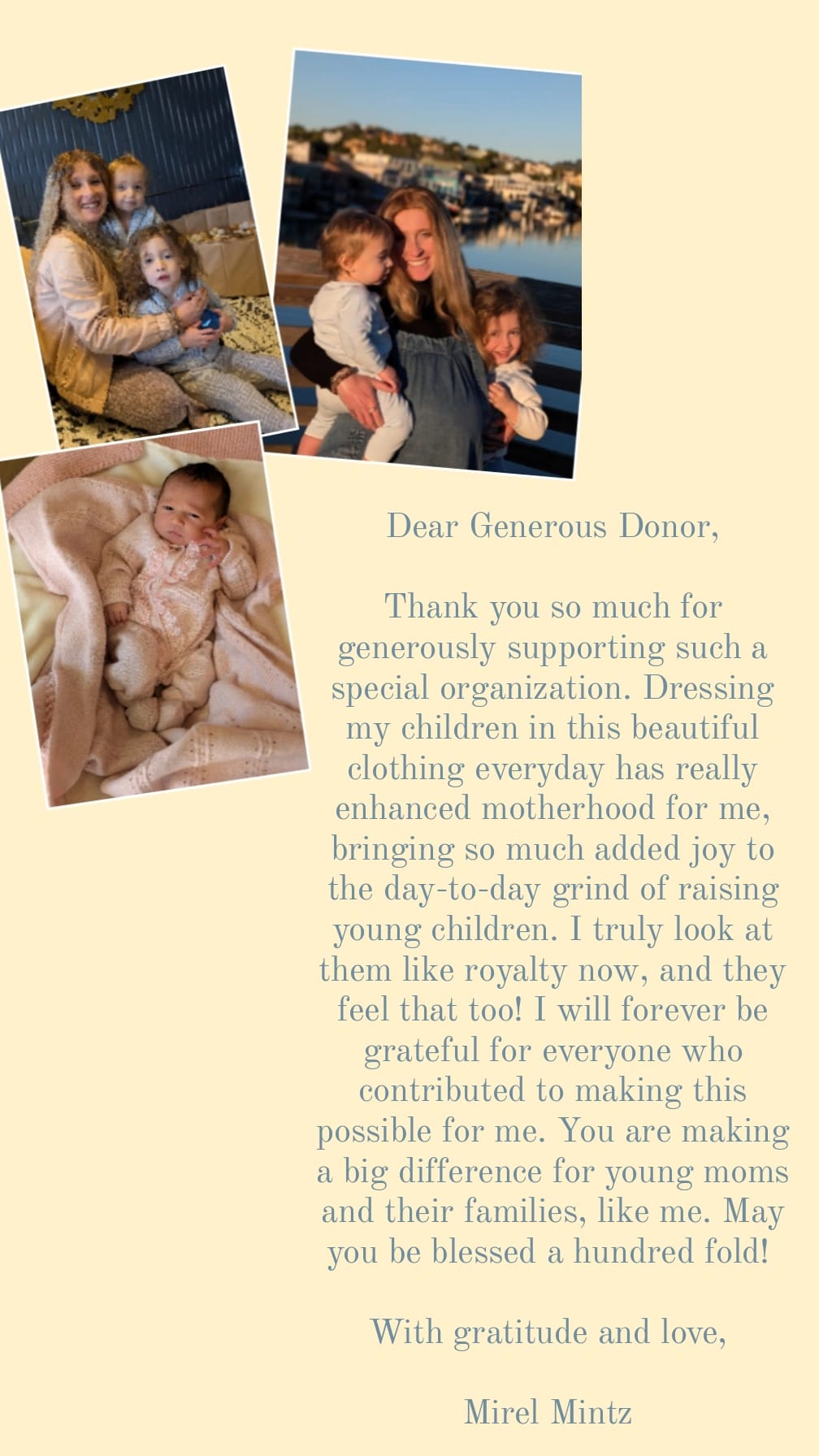 Thank you letter from Mirel Mintz